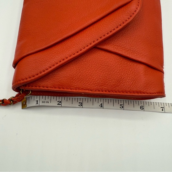 Elliott Lucca Cordoba Orange Leather Shoulder/Clutch with Gold-Toned Closure - Picture 9 of 17